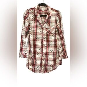 Nightgown Victoria’s Secret  Flannel Long Sleeve Red Pink Plaid Women’s Dots XS